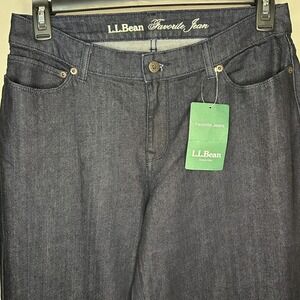 L.L. Bean Favorite Fit Curvy Jeans Blue Dark Wash Denim Bootcut Womens 10 MT NWT
